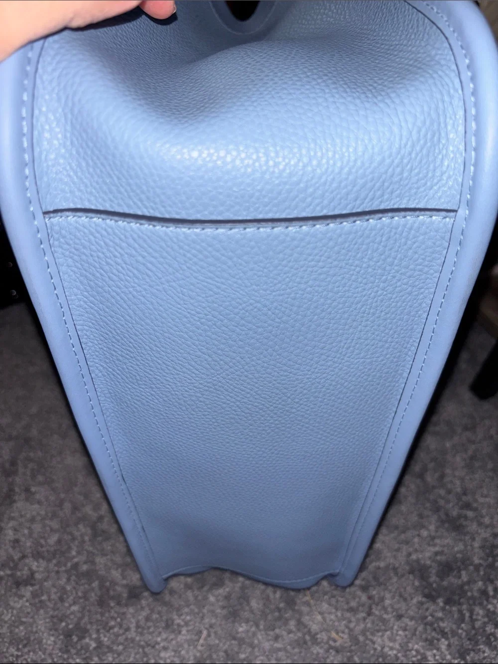 Michael Kors Beige Canvas Messenger Bag with Blue Stripes